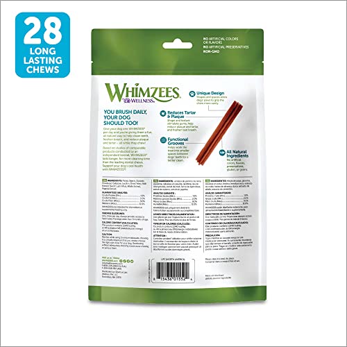 Whimzees By Wellness Stix Natural Dental Chews For Dogs, Long Lasting Treats, Grain-Free, Freshens Breath, Small Breed, 28 Count #TOP1