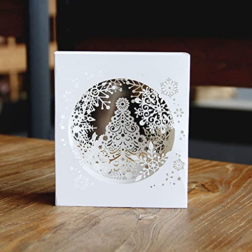 Paper Spiritz Christmas Card Popup Card Snow Scene Snowflake Pop Up Card - 3D Snow Tree Greeting Card Holiday Happy New Year Card - 4-Layer Snowflake - Including Envelope (White) #TOP1