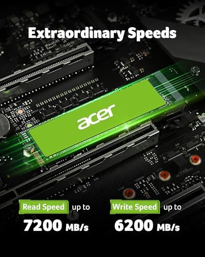 Acer FA200 NVMe Gen4 SSD 4TB, PCIe 4.0, M.2 2280, Read Speeds Up to 7200MB/s, Internal Solid State Drive for Laptop, Desktop PC and PS5 Upgrade - BL.9BWWA.150