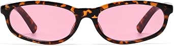 LJCZKA Retro Oval Cat Eye Sunglasses for Women Small Narrow Rectangle Sunglasses 90s Trendy Shades UV400 Protection