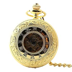 Vintage zakhorloge goud stalen herenhorloge met ketting