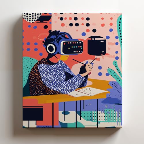 (12 x 16 x 1.25 IN) Gallery Wrapped Canvas Wall Art Print of Artistic Poster: Python Programmer writing scripts for automation at a virtual reality setting - Cotton, Ready to Hang |UNCAi201821WH