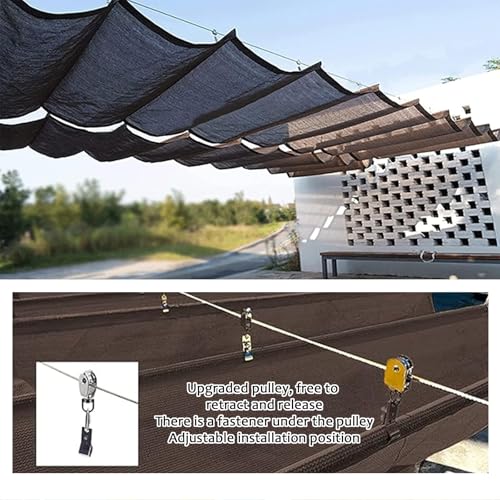 Parasol ondulé en U de 5x5m, auvent rétractable coulissant en PEHD pour pergola avec kit