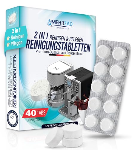40× Reinigungstabletten für Kaffeevollautomaten kompatibel & getestet für Siemens EQ-Series und Krups einzeln verpackt umweltfreundlich extra starke Reinigungsformel Made in Germany