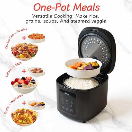 SIMPLUS 8 Cups Uncooked Rice Cooker, Non-stick Ceramic Rice Cooker, Smart Cooking Programs, 4L