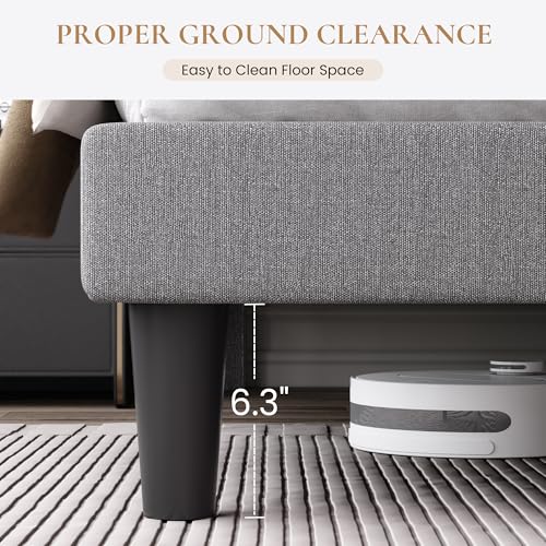 image for SHA CERLIN Queen Size Upholstered Platform Bed Frame with Wingback Hea