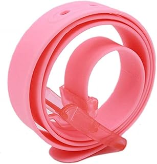 CXK Cinturón de plástico Color Caramelo Cinturón de Cuero de Goma Hebilla Lisa para Mujeres Hombres Cinturón, Rosa