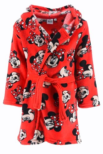 Disney Minnie Mouse Bata para Niñas, Bata de Casa Suave, Batin de Estar por Casa Infantil, Batin de Casa, Regalo para Niñas, Talla 3 Años | Rojo