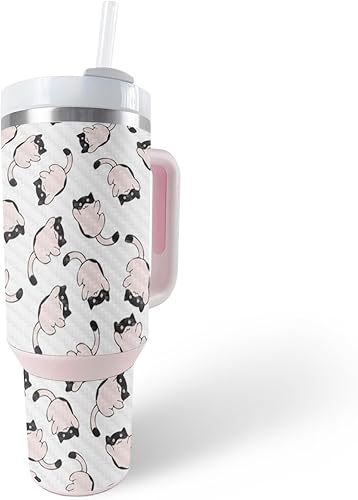 Miniatura 5 de MightySkins - Skin de fibra de carbono compatible con el vaso Stanley The Quencher H2.0 FlowState de 40 onzas, color rojo gigante, acabado de fibra