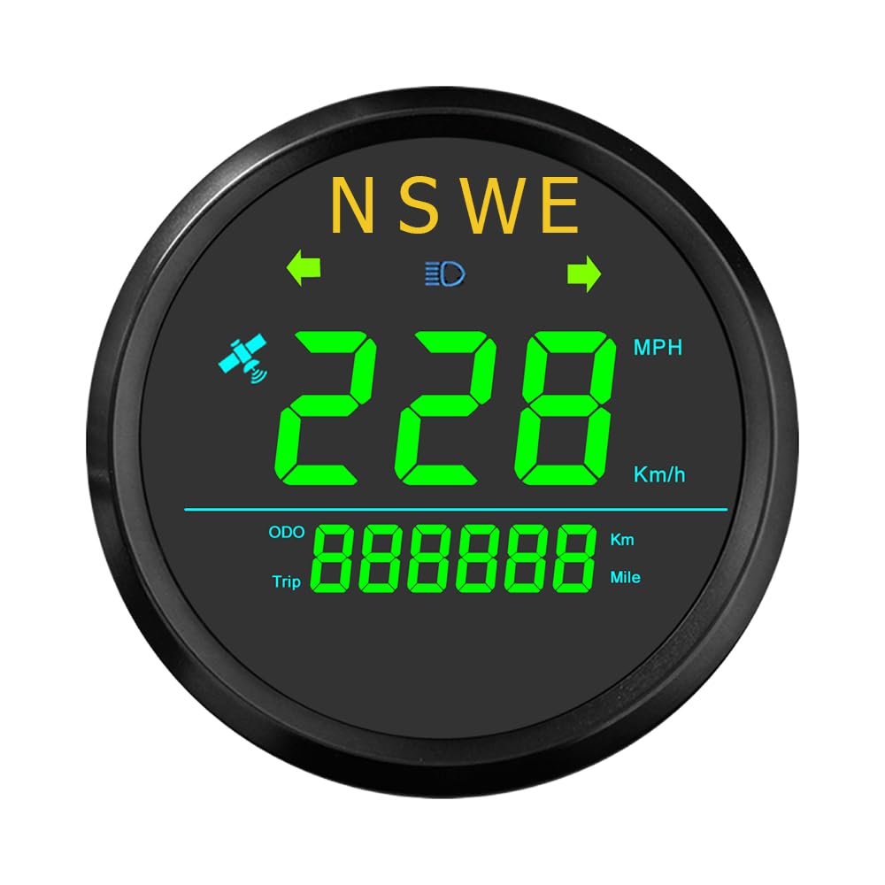 ELING 85mm Digital GPS Speedometer LCD Odometer with NSWE High Beam Turn Left Right Light 12V 24Volts for Scooter Tractors