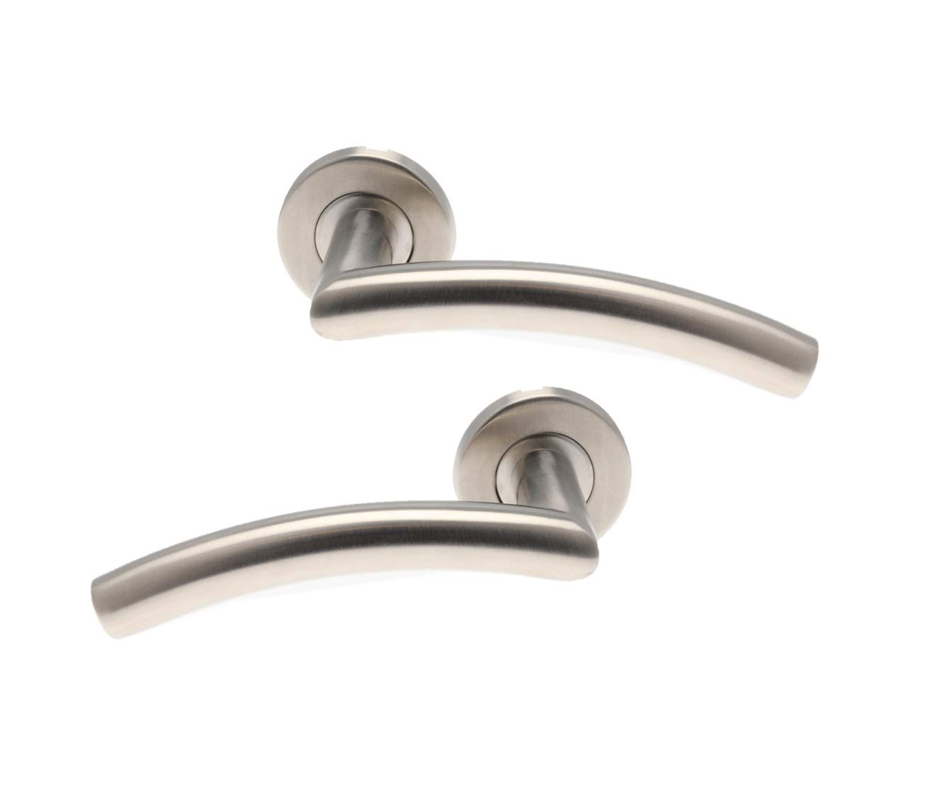 Bricard Nickel 666453 Pair Of Door Handles On Stainless Steel Rosette Tempo Classic, Square 7 Mm