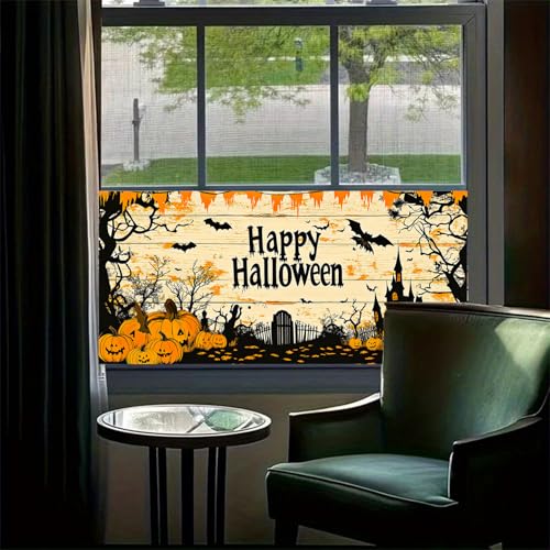 Vinilo decorativo Halloween Calabaza y Murciélago 39x17 in miniatura 2