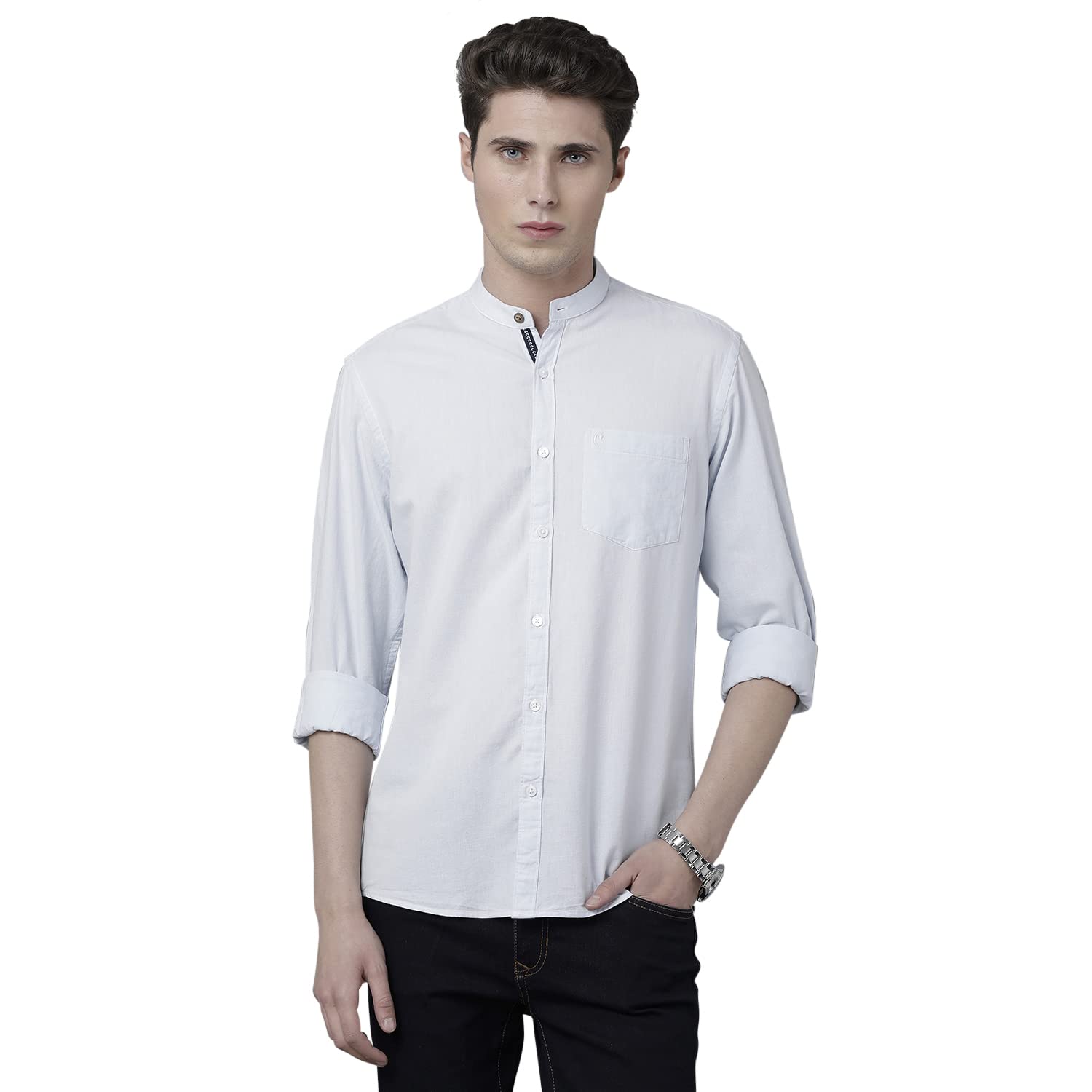 Cavallo by Linen Club Beige Solid Regular Fit Casual Shirt for Men