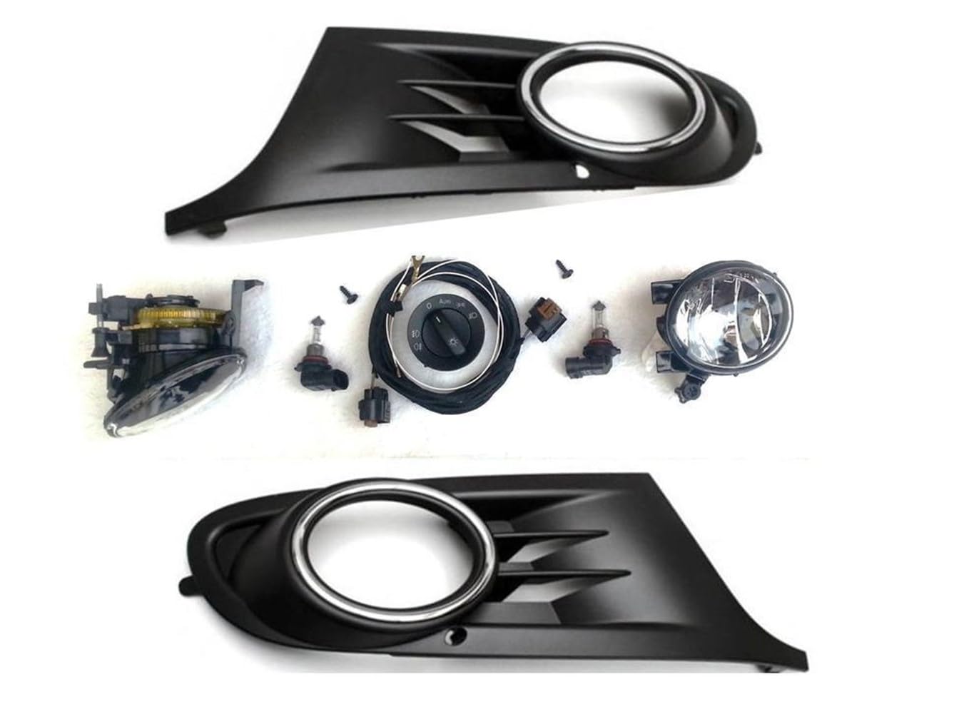 HZ-DESIGN Nebelscheinwerfer zum Nachrüstung Set Kit Komplettset mit Schalter kompatibel mit Golf 6 VI alle außer GTI