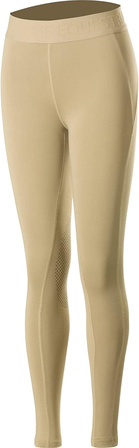HORZE Madison Kids Silicone Grip Knee Patch Tights | Unisex Lightweight Horse Riding and Schooling Tights
