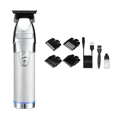 DAXXIN Hair Clippers, Cordless Professional Electric Trimmers Cutting Men Beard and Hair Trimmer USB Stainless Steel(Silver)