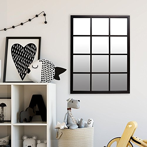 Patton Wall Decor 23X30 Classic Black Windowpane Mirror #TOP4