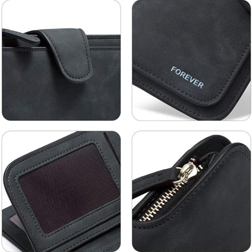 Women's Wallet PU Leather Trifold Wallet with Zipper Coin Pocket Slim Credit Card Holder, Large Capacity Clutch Purse with ID Window3