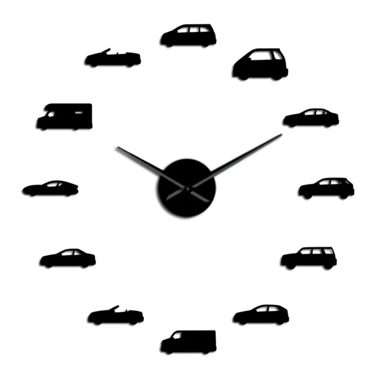 Horloge murale voiture de sport en acrylique miroir avec mécanisme quartz haut de gamme