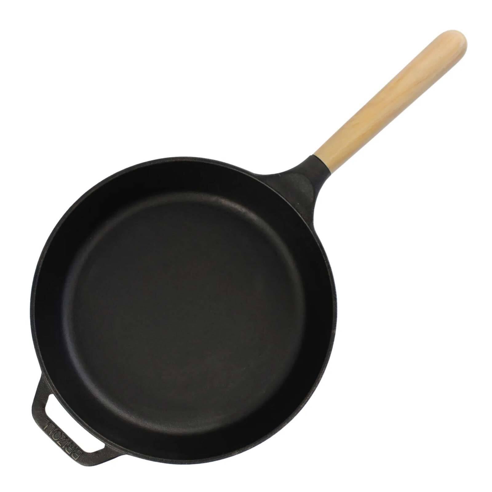 BRIZOLL Gusseisen Pfanne Ø28 cm mit Glasdeckel – Bratpfanne, Steakpfanne, Servierpfanne, Eisenpfanne, Gußeisenpfanne Griff abschraubbar – alle Herdarten: Induktion, Gas, Elektro, Ofen, Grill, Camping