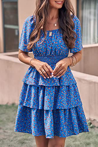 Image of PRETTYGARDEN Women's Summer Floral Ruffle Short Dress