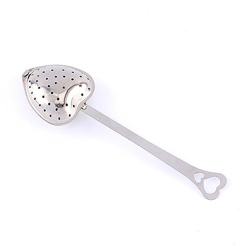 Tea Strainer, Stainless Steel Kitchen Ball Heart Shaped Loose Infuser Long Handle Filter Portable Sugar Powder Sieve, Cake Pie Wand Filter for House