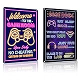 Lot de 2 affiches aux designs différents : ce lot comprend deux posters aux messages et motifs distincts. L’un vous souhaite la bienvenue avec « Bienvenue dans la salle de jeux », l’autre arbore des expressions populaires du monde du jeu vidéo comme « Manger, dormir, jouer, recommencer ».