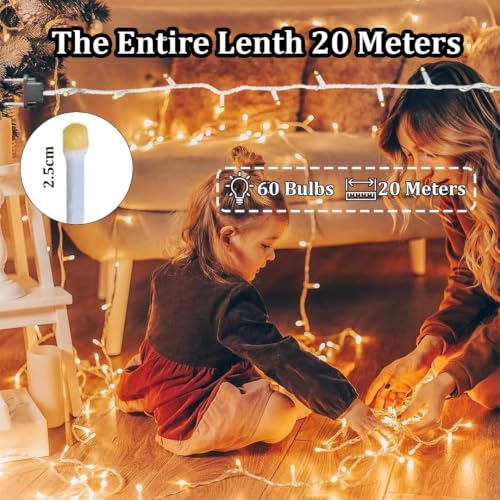 Image of fizzytech 5MM Fairy String Lights Pack of 5, 20 Meter Warm White Decorative Lights for Home, Diwali, Christmas & Wedding - 60 LED
