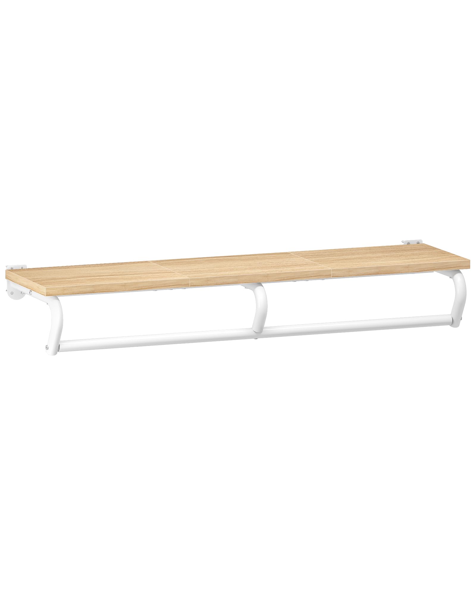 CHOEZON Perchero de Pared, Estantería de Baño con Barra para Colgar Ropa, Perchero de Pasillo, Colgador de Pared para Dormitorio, Pasillo y Lavadero, Natural y Blanco DTYM02NW