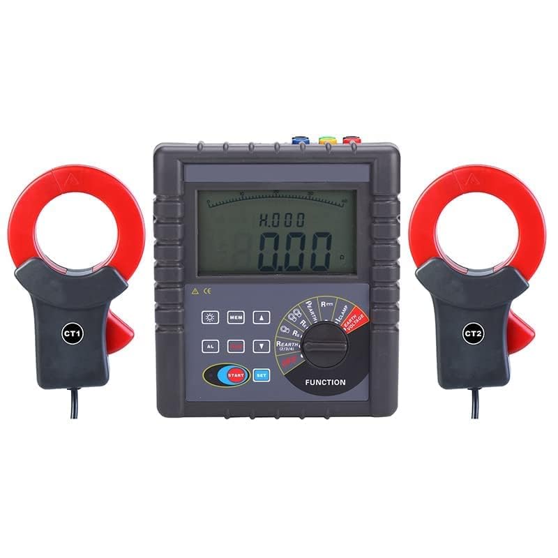 Double Clamp Ground Earth Resistance Tester Soil Resistivity Detector with Alarm Indication 2/3/4-wire Method Range 30.00kΩ 3000Ω 9000kΩm