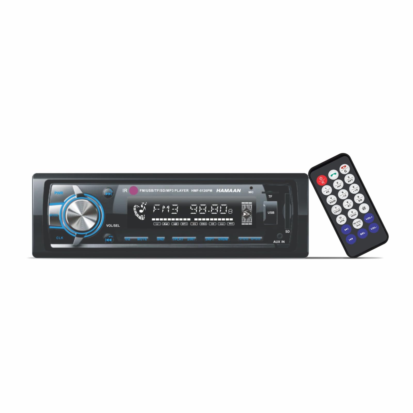 Hamaan HMF-5126 Car FM Stereo 4x50 watts Mp3 Player with USB Ports (Music & Charging), Bluetooth, AUX in, FM, Hands Free Calling (Wireless Remote Control & Mobile App Control) (B07KMWSGTD) Amazon Price History, Amazon Price Tracker