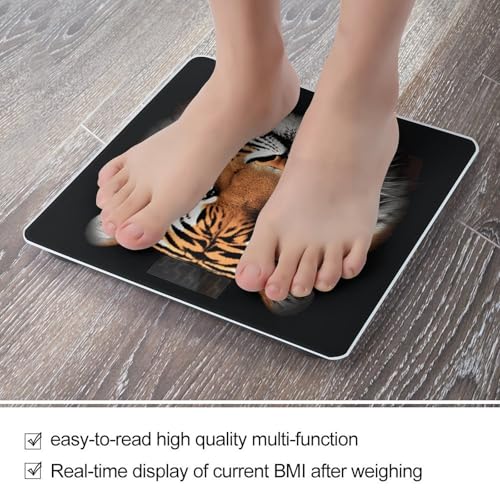 Báscula de baño digital Tiger Face con vidrio templado y pantalla LCD miniatura 5