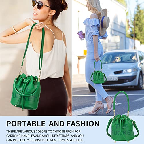 Image of JQAliMOVV Mini Leather Bucket Bags for Women Drawstring Bucket Purse Crossbody Handbags Hobo Bag