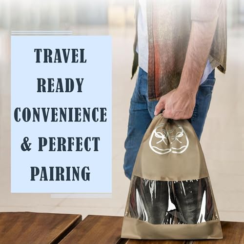 Image of Heart Home Pack of 8 Travel Shoe Organizer | Storage Bags | Travel Carrying Bag | Storage Organizers Set | Shoe Cover with Transparent Window | Shoe Dori Cover | Brown & Gray