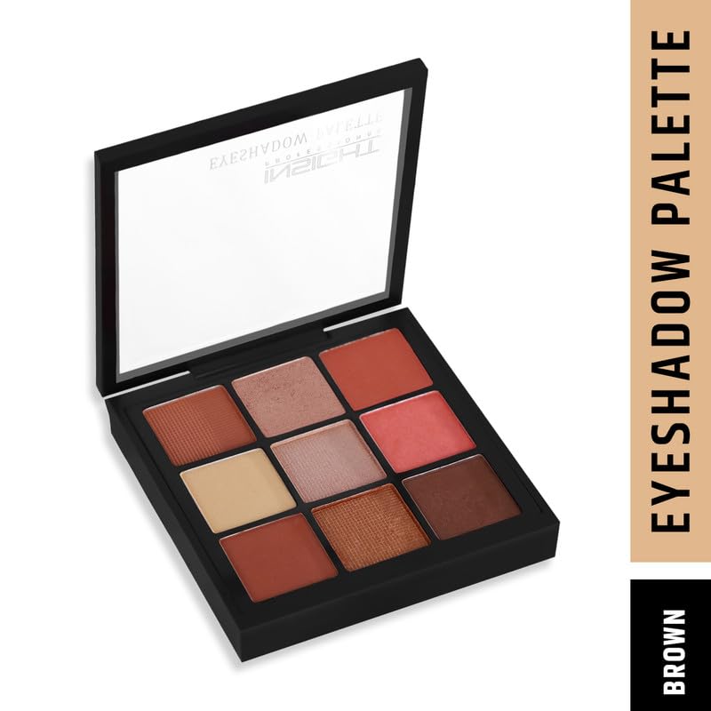Image of INSIGHT Powder Satin Cosmetics 9 Color Eyeshadow Pallate, ES115-Brown 9 g (Pack of 1)