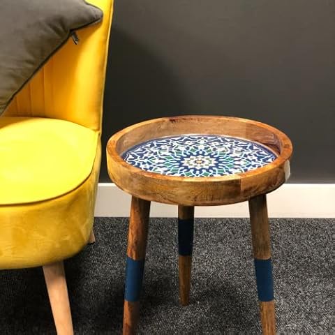 HARTSMEDE Handmade Elite Side Table -Marrakesh Blue, ONE SIZE Cover