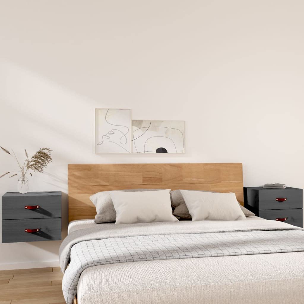 Mesitas de noche de pared genéricas 2 piezas de madera de pino macizo, 50 x 36 x 40 cm, estantes flotantes con gran espacio de almacenamiento para revistas y mandos a distancia
