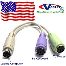 VASTER Notebook PS/2 Keyboard, Mouse Splitter Cable, 6 Ft