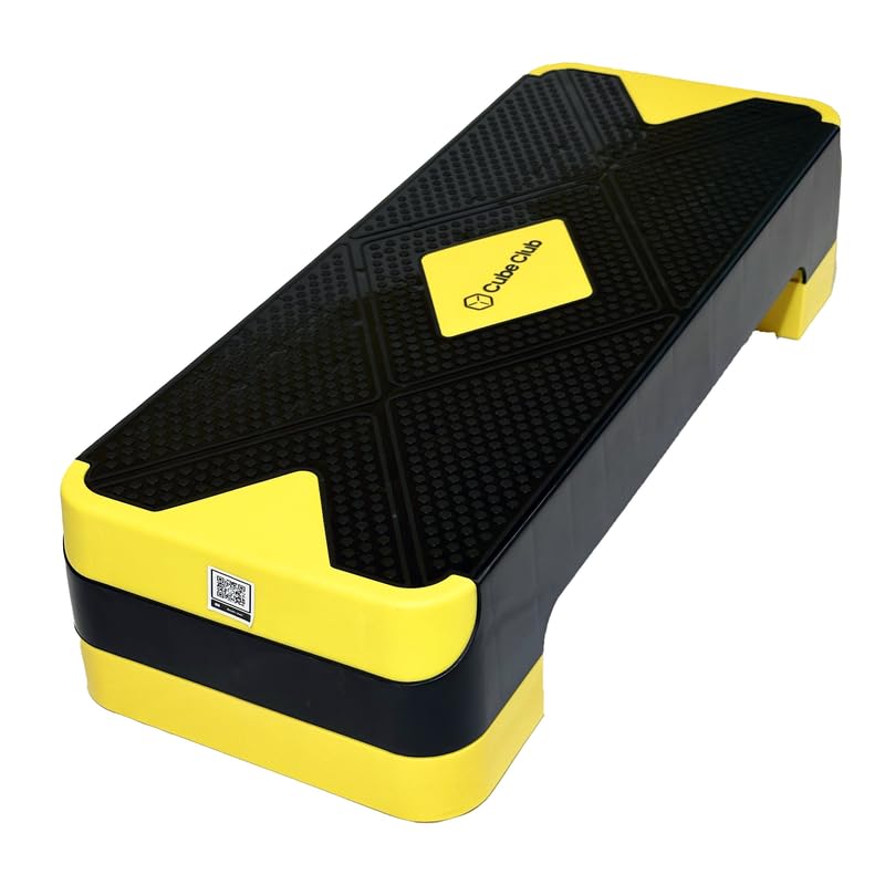 The Cube Club 2 Level Adjustable Stepper for Exercise Aerobics | Non-Slip Textured Surface Workout Fitness Cardio & Strength Training Step Platform for Home Gym (Max Weight 200kg, 12 Month Warranty)