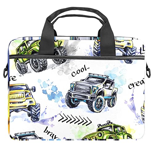 Sac à bandoulière pour ordinateur portable avec housse antichoc imprimé aquarelle voiture
