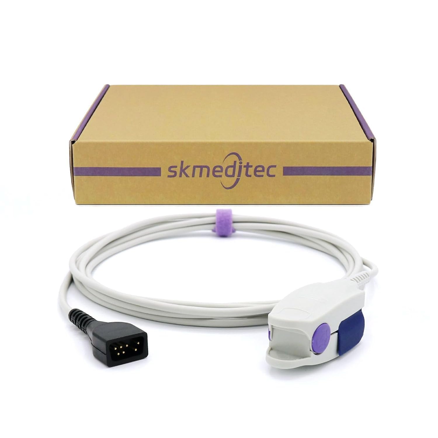 skmeditec SpO2-Sensor kompatibel mit Nonin Direct Connect-Kabel, 9,8 Fuß Clip-Sonde mit 7-poligem Anschluss, Ersatzkabel