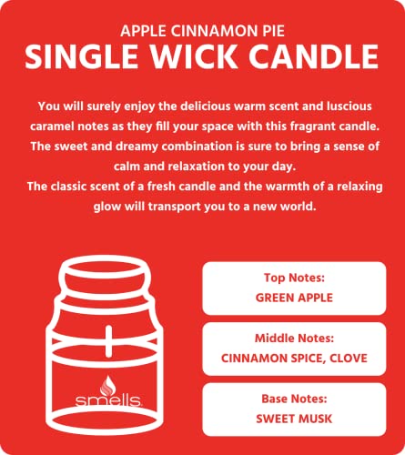 Smells - Premium Soy Wax Jar Scented Candle 16Oz. - 100% Cotton Single Wick - Fragrance That Eliminates Home And Office Odors: Food, Pets, Smoke And Others (1-Pack, Apple Cinnamon Pie) #TOP1