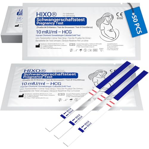 50x Schwangerschaftstest 10 mIU/ml Ultra Sensitiver Frühtest vor Periode hCG Teststreifen Über 99% Genauigkeit Mit Ultrafrühtest schnell & diskret Zuhause Testen bei Kinderwunsch