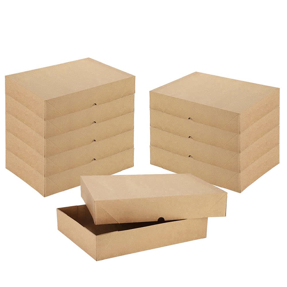 Frantis Shirt Gift Boxes with Lids, 10pcs Kraft Gift Box for Shirt Packaging, Clothes, Father's Day, Birthdays (Brown)