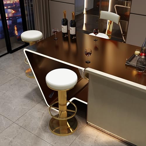 Image of FUNROLUX Bar Stools Counter Height Bar Stools Modern Adjustable Swivel Counter Height Chairs Backless Counter Stools with Metal Legs for Kitchen Island Dining Room (White)