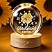 Glücksbringer,60mm Aufladbar LED Glaskugel Deko Lampe Glücksbringer Prüfung mit Holzsockel,Kristallkugel Stimmungslicht Deko Wohnzimmer Geburtstagsgeschenk Geschenke für Frauen Geburtstag Freundin (A)