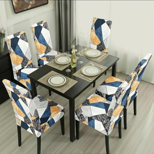 Image of Cozyland Polyester Spandex Elastic Chair Cover Stretchable with Frill Skirt Seat Slipcover (Pack of 4 - Yellow)