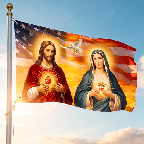 FLAGWIX American The Sacred Heart Flags for Outside, Grommet Flag 3x5 ft