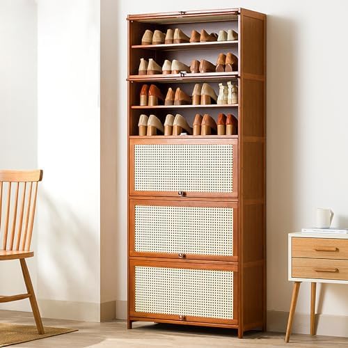 Shoe Storage Cabinet Cabinets Hallway Slim Cupboard Cupboards Hallways Slimline，Bamboo Shoe Storage Organizer, Space-Saving Rack for Hallway & Entryway, Stylish Shoe Shelf to Maximize Capaci