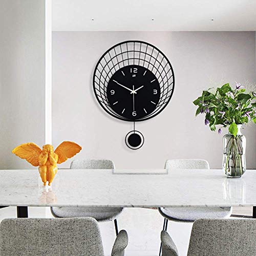 Horloge murale noire 370*480mm moderne et simple pour salon